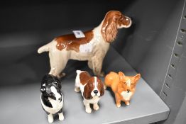 Four Beswick figure studies of dogs including Spaniel, Corgi, Collie and Springer Spaniel