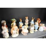 Twelve Beswick BP2 Beatrix Potter figures including Foxy Whiskered gentleman, Nutkin, Anna Maria,