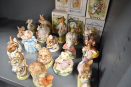 Seventeen Royal Albert Beatrix Potter figures including Foxy Whiskered gentleman, Jeremy Fisher, Mrs