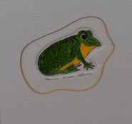 G Manch (contemporary) a pair of hand-coloured limited edition prints depicting seated frogs,