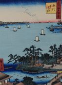 10 Japanese Woodblock Prints: (U-70) Hiroshige Ando (1797-1858) 'asakusa Kinryuzan Temple, one of