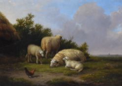 Eugene Verboeckhoven, (1798-1881), an oil painting, moutons dans un paysage, sheep in countryside,
