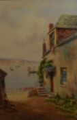 Lewis Mortimer, (19th/20th century), a watercolour, harbour cottage, faded signed, 53 x 35cm,