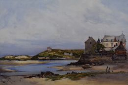 Eyres Simmons (British 1872-1955) watercolours, coastal landscape, entitled Carteret Normandy to