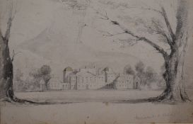 Attributed to Sir John Fiennes Twistleton Crompton (1805-1886) a pencil sketch 'Powerscourt,