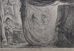 After James Gilray ( British 1756-1815) monochrome engraving, Madam Talian and Empress Josephine