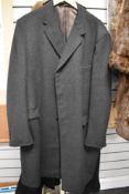 A gents 1960s overcoat in grey wool, 'Cloth made by Crombie, Aberdeen,Scotland'.