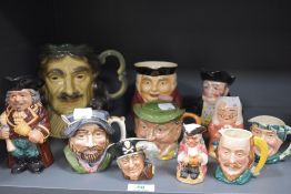 A collection of Toby style character jugs, including Royal Doulton and Kingston pottery.