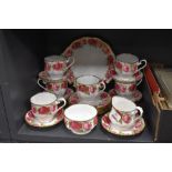 A Royal Albert 'Old English Rose' pattern part tea service including six tea cups and saucers,