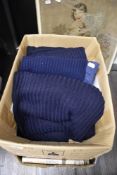 Five traditional and retro gents navy blue woollen and acrylic pullovers/jumpers, some having
