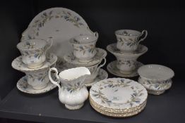 A selection of Royal Albert 'Brigadoon' tea wares, comprising; plates, cups and saucers, jug and