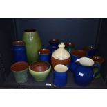 A selection of glazed earthenware Wetheriggs/Schofield planters, vases and jugs etc, including