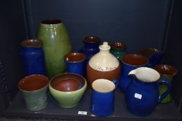 A selection of glazed earthenware Wetheriggs/Schofield planters, vases and jugs etc, including