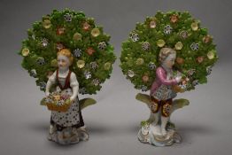 Two late 19th century Samson Brocage figurines in the Chelsea style, depicting a traditionally