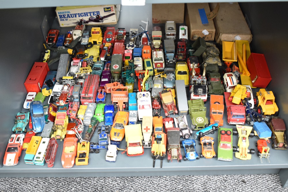 Two shelves of playworn diecasts including Dinky, Corgi, Matchbox etc - Image 2 of 2