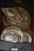 A Johnson bros Indian Tree pattern part dinner service including bowls, plates and jugs
