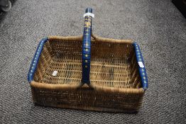 A vintage woven wicker basket.