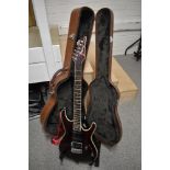 An Ibanez SA series electric guitar, with plush lined hard case