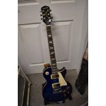 An Epiphone Les Paul Standard Pro, Coil tap equipped, in blue quilted finish, serial number