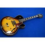 A 2005 Epiphone Emperor II (Joe Pass model) archtop hollow body electric guitar , Korean, fitted