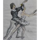 A 20th century charcoal and chalks study of ballet dancers, indistinctly signed lower right,