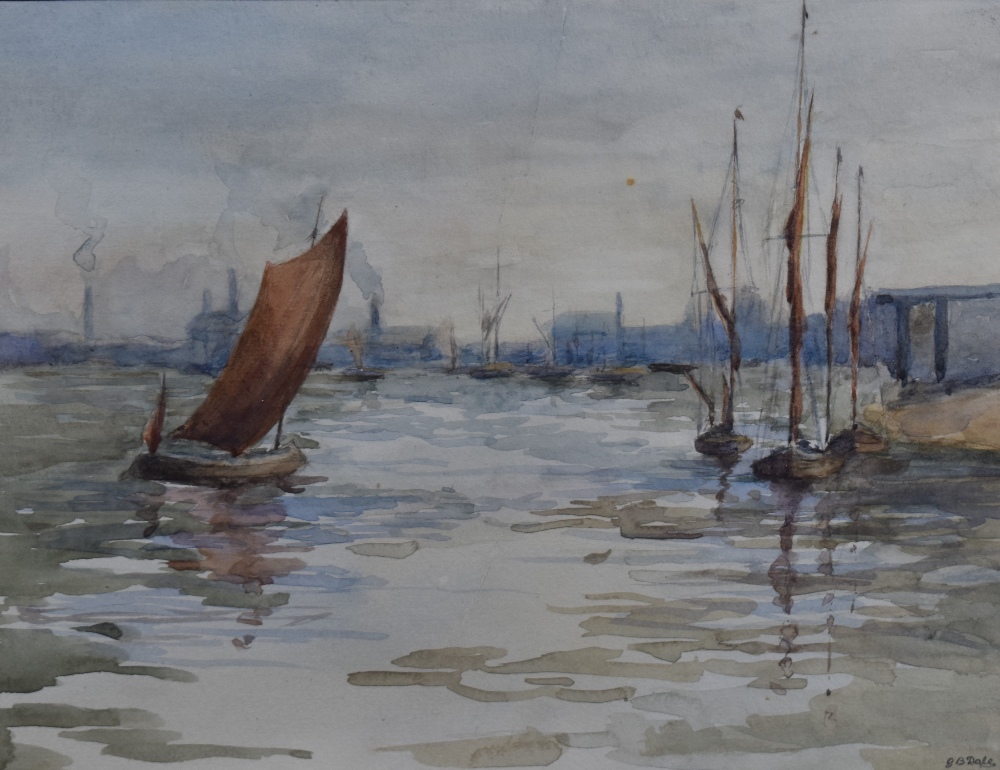 G.B Dale (British 20th century) a group of three Thames scene watercolours, each signed lower right, - Image 7 of 9
