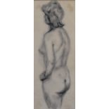 John Clare (British 20th century) charcoal, standing female nude study, signed in pencil lower right