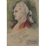 A 20th century pencil and watercolour portrait, Jess Walters as the Count in the marriage of Figaro,