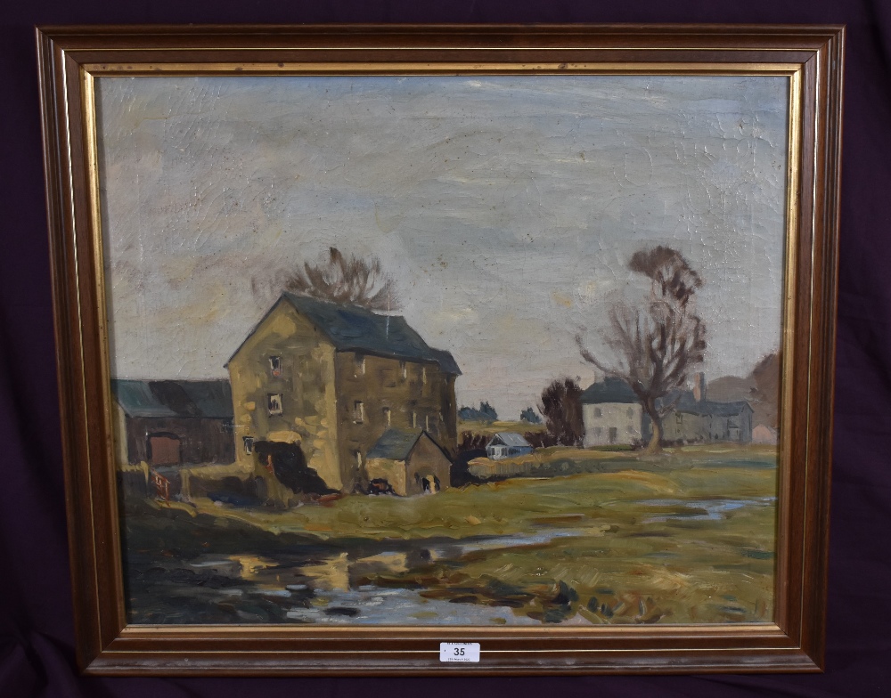 William Dodd (British 1908-1981) oil on canvas, Halfpenny, Stainton, Kendal, unsigned, artists label - Image 2 of 3