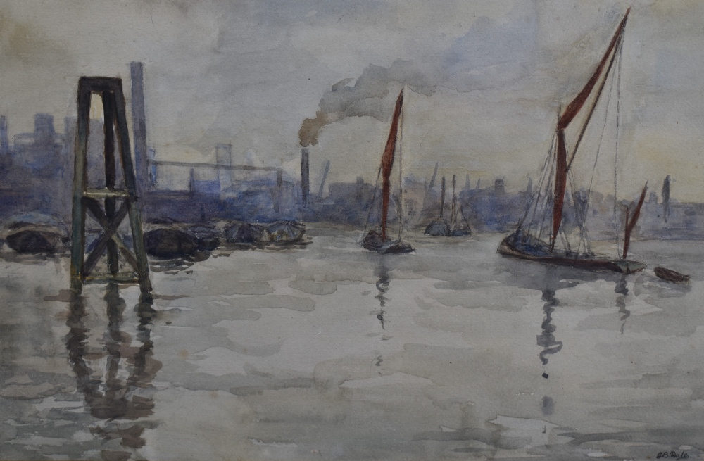 G.B Dale (British 20th century) a group of three Thames scene watercolours, each signed lower right, - Image 4 of 9