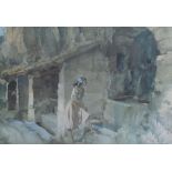 After Sir William Russell Flint RA (British 1880-1969) a coloured print 'The Wishing Well' 27 x