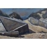 An attractive mid-century coastal study, pastels on board, indistinctly signed lower right