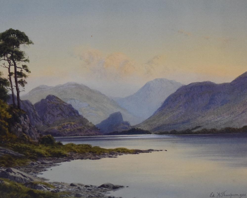 Edward Horace Thompson (British 1879-1949) Lake District scene watercolour, entitled 'Derwentwater