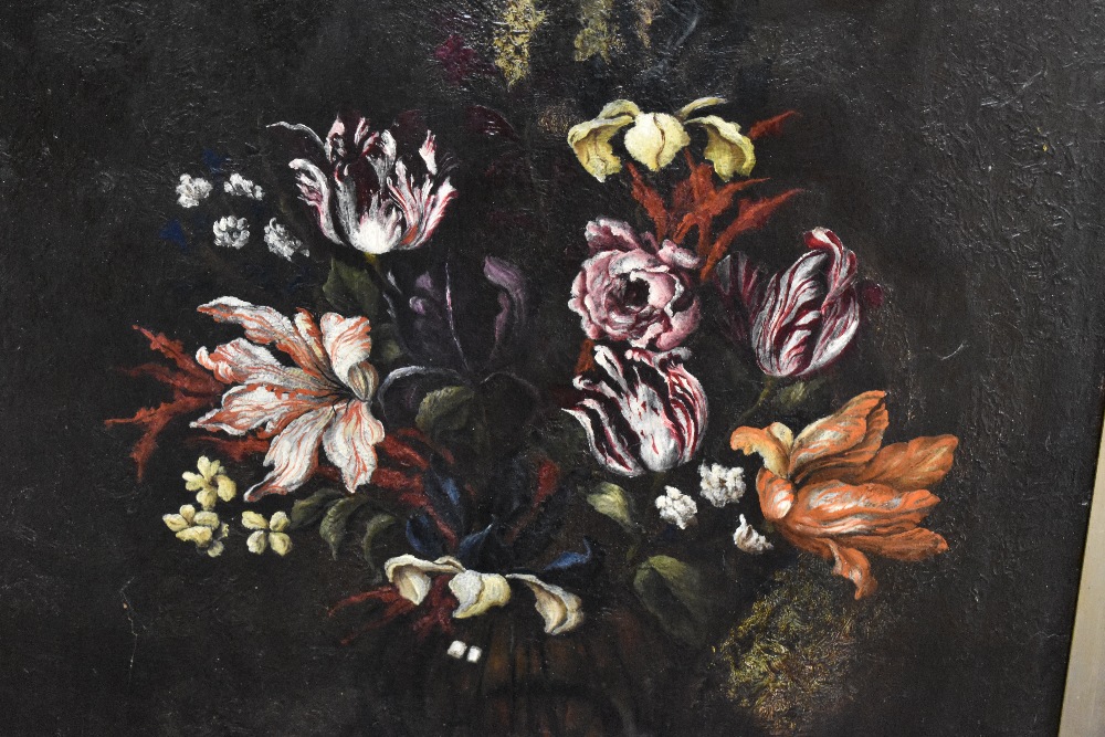 A 19th century still life study, oil on canvas depicting a vase of flowers, most likely Italian, - Image 2 of 11