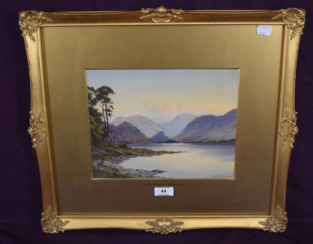 Edward Horace Thompson (British 1879-1949) Lake District scene watercolour, entitled 'Derwentwater - Image 2 of 5