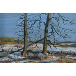 Ronald H. Craig (Scottish, 1927-2012) oil on board, winter landscape entitled 'February Sunshine',