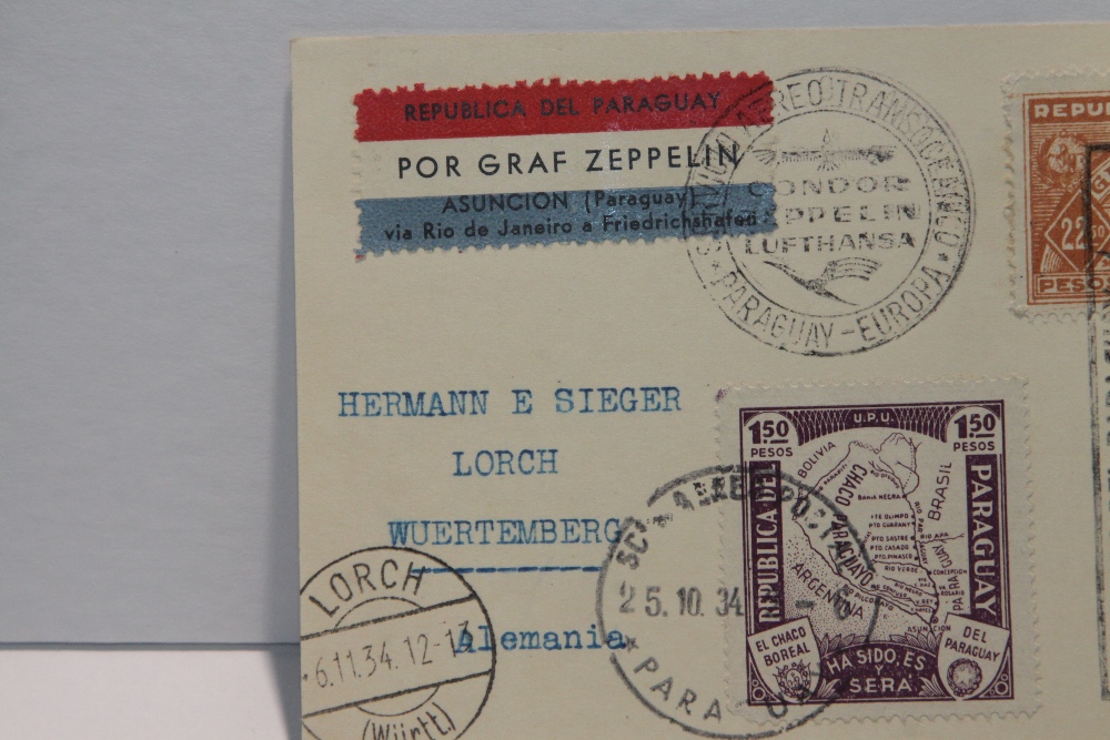1934 LZ127 GRAF ZEPPELIN, 11th SOUTH AMERICA RETURN FLIGHT COVER Plain postcard with duo of - Image 3 of 4