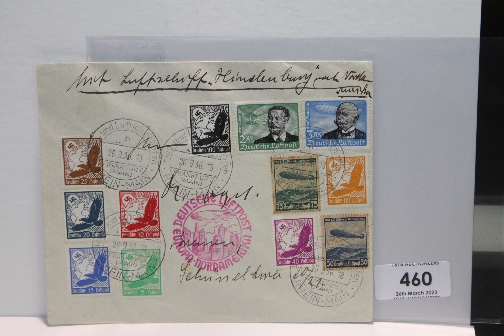 1936 LZ129 HINDENBURG 9th NORTH AMERICAN FLIGHT COVER Fine cover with ten air stamps from 1934 along