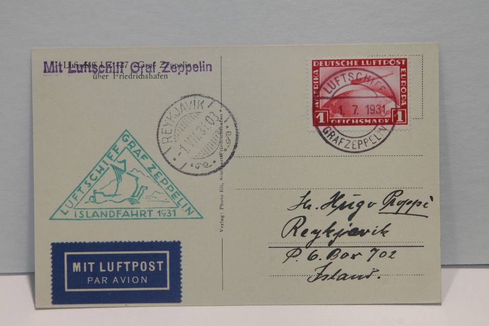 1931 LZ 127 GRAF ZEPPELIN ICELAND FLIGHT ON PICTURE POSTCARD OF LZ127 IN FLT Fine postcard with