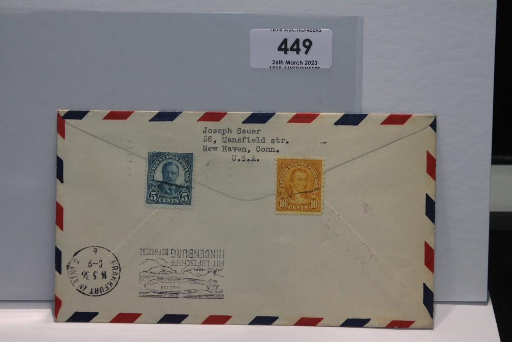 1936 LZ 129 HINDENBURG - 1ST NORTH AMERICAN RETURN FLIGHT COVER Cover, illustrated and used on the - Image 3 of 3