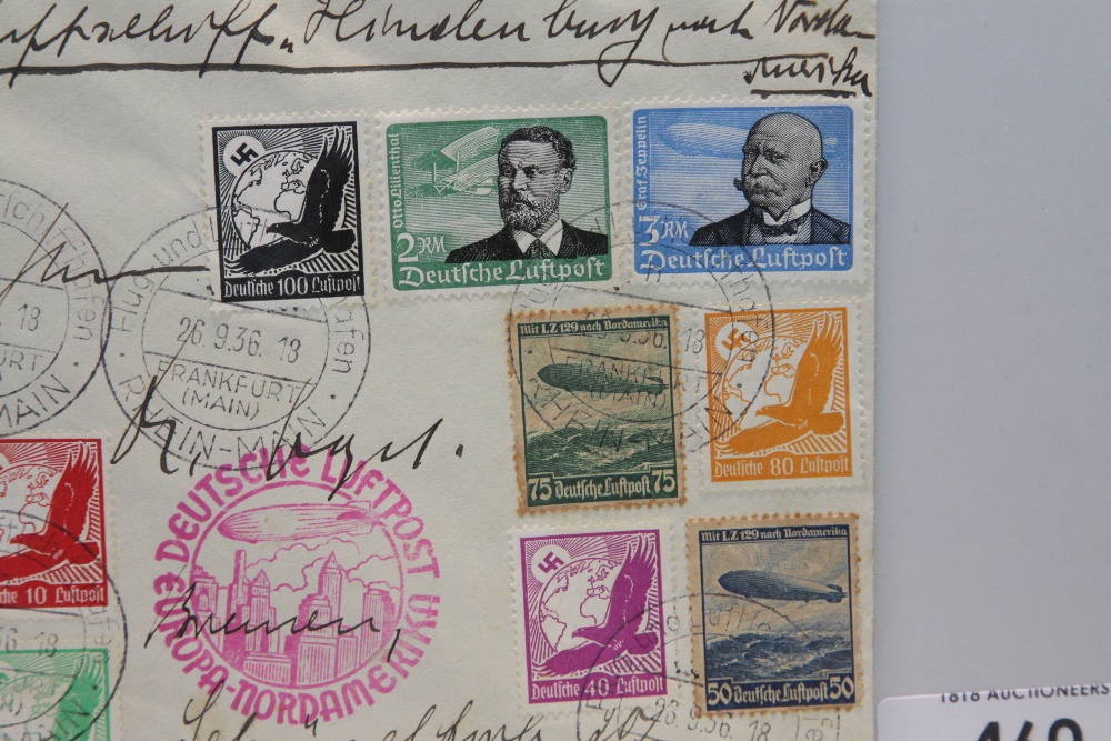 1936 LZ129 HINDENBURG 9th NORTH AMERICAN FLIGHT COVER Fine cover with ten air stamps from 1934 along - Image 3 of 4