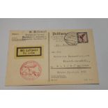1929 LZ127 GRAF ZEPPELIN FLIGHT COVER - ORIENT FLIGHT TO EGYPT Postcard with 1m Eagle airmail stamp,