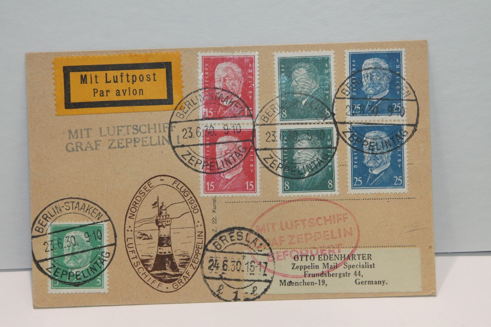 1930 LZ 127 GRAF ZEPPELIN FLIGHT COVER - SILESIA ROUND TRIP ON PICTURE P/CARD Picture postcard