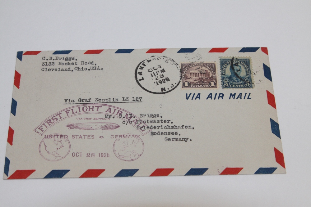 1928 LZ127 GRAF ZEPPELIN FLIGHT COVER USA-GERMANY Envelope with two US values, tied with CDS for