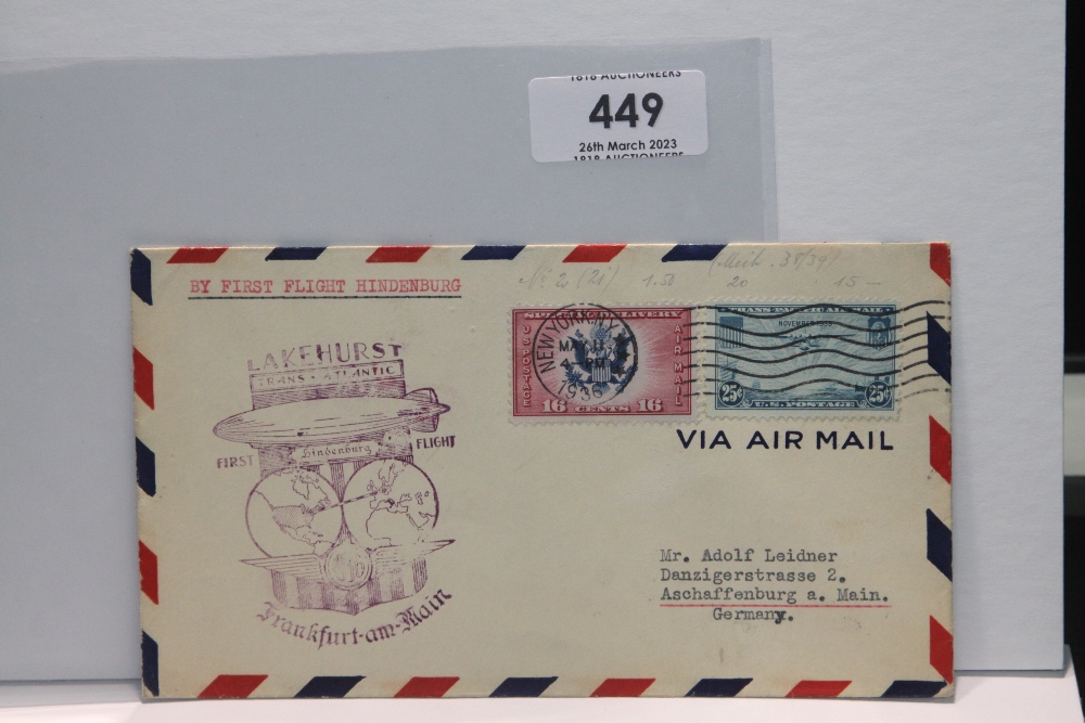 1936 LZ 129 HINDENBURG - 1ST NORTH AMERICAN RETURN FLIGHT COVER Cover, illustrated and used on the