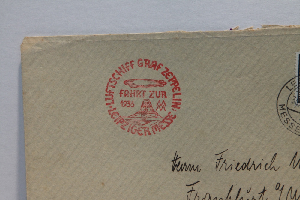 1936 LZ127 GRAF ZEPPELIN, LEIPZIG MESSE EXHIBITION FLIGHT COVER Cover with 100pf Air value tied with - Image 2 of 2