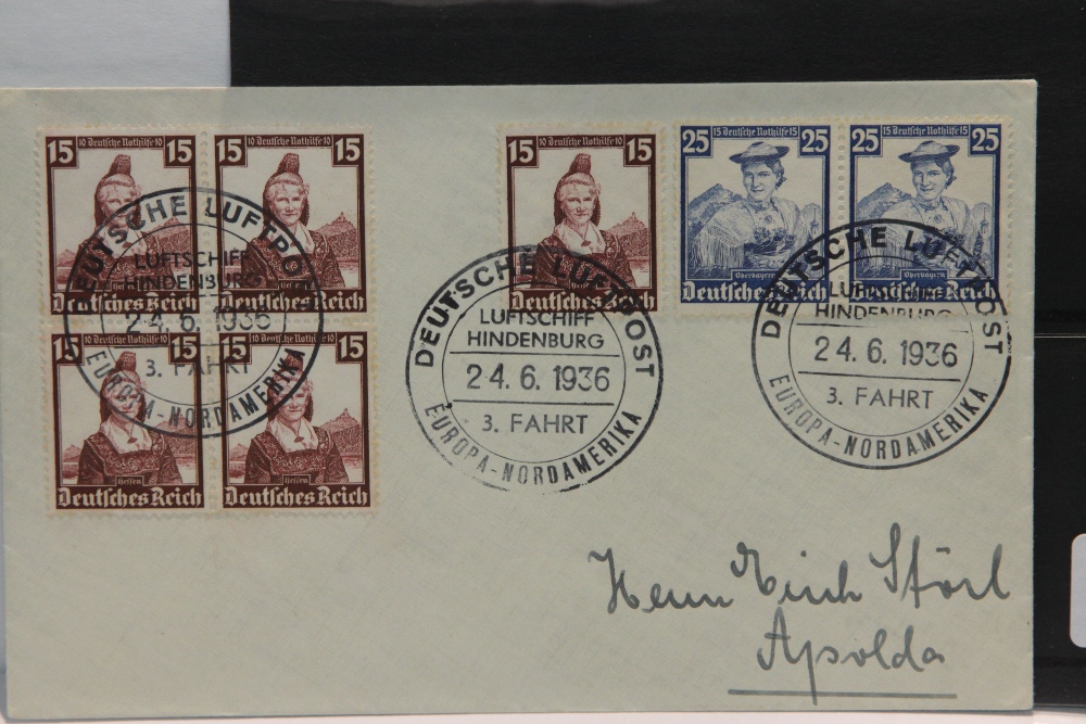 1936 LZ129 HINDENBURG 2nd NORTH AMERICAN RETURN FLIGHT COVER Cover with seven welfare issues of 1935 - Image 2 of 2