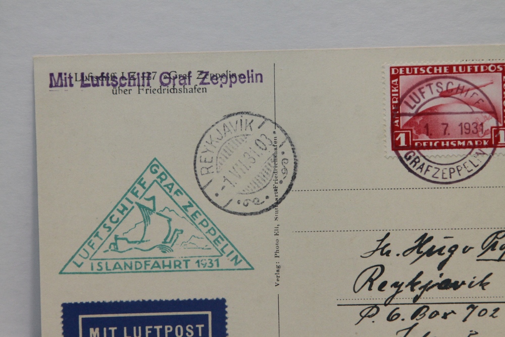 1931 LZ 127 GRAF ZEPPELIN ICELAND FLIGHT ON PICTURE POSTCARD OF LZ127 IN FLT Fine postcard with - Image 2 of 3