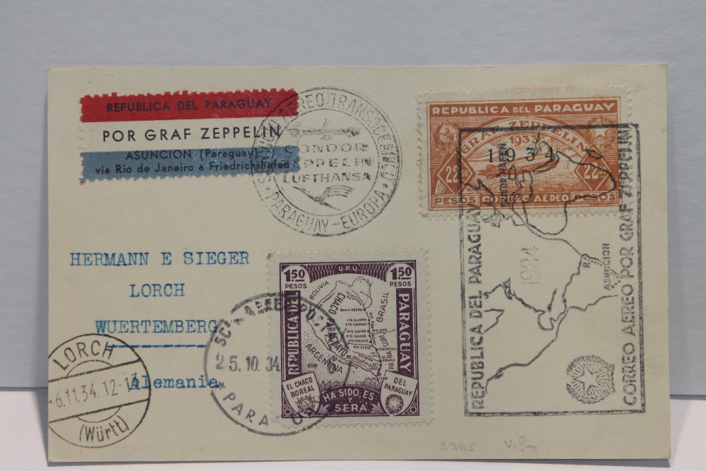 1934 LZ127 GRAF ZEPPELIN, 11th SOUTH AMERICA RETURN FLIGHT COVER Plain postcard with duo of