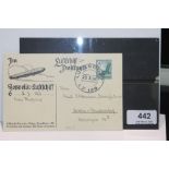 1936 LZ 129 HINDENBURG - TEST FLIGHT 1ST TO CARRY MAIL Pre printed special Zeppelin card with 50pf